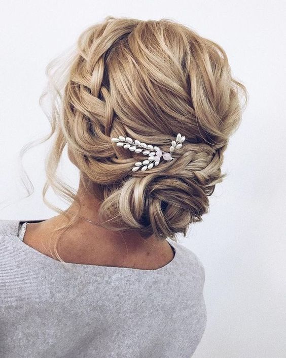 Wedding Messy Bun Hairdo with Embellishments