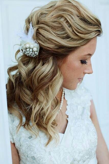 Side Swept Hair Tucked in a Floral Clip