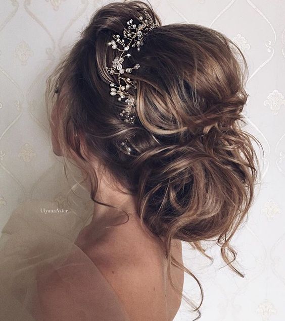 Low Bun With a Silver Headband Crown