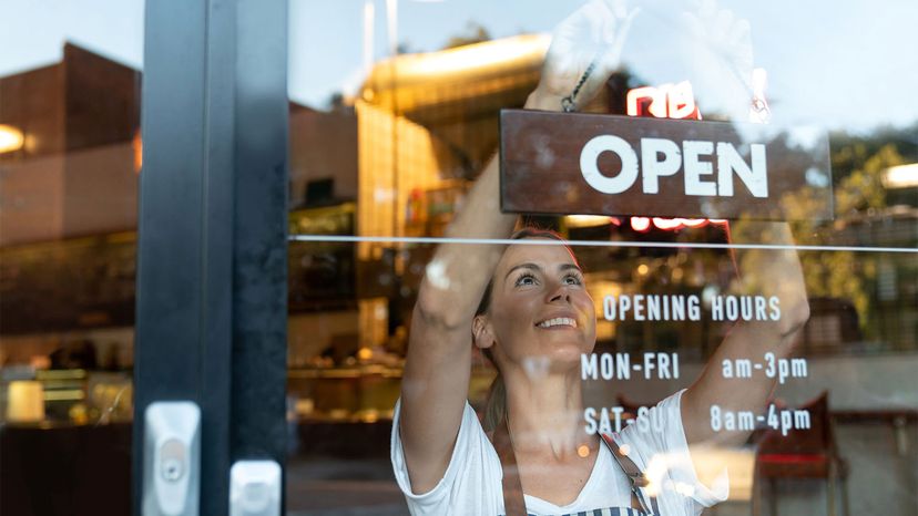 hanging "open" sign