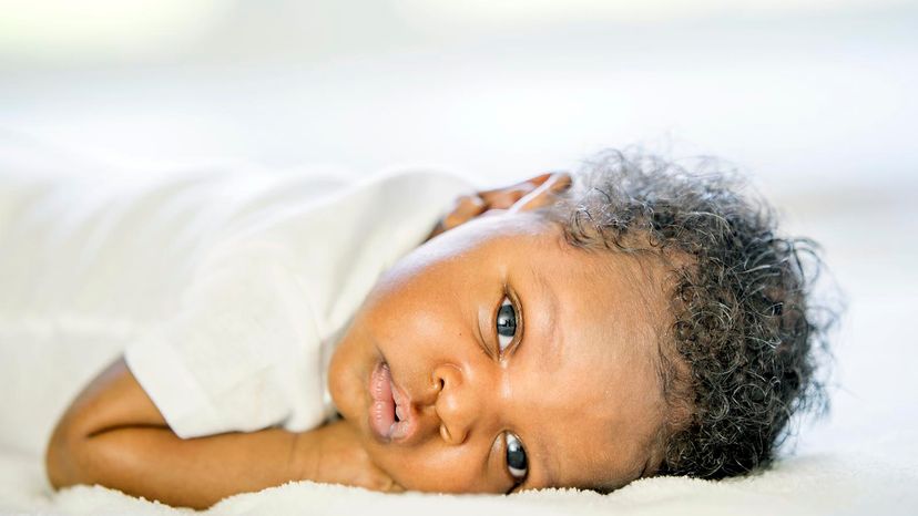 newborn with blue eyes